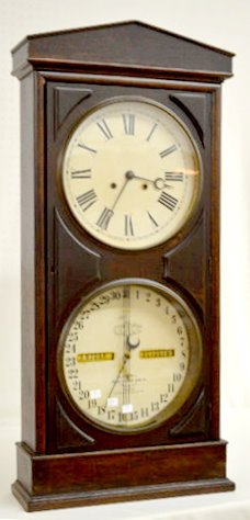 Ithaca No. 3 Walnut Double Dial Bank Clock