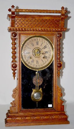 Gilbert Oak “Oriental” Calendar Shelf Clock