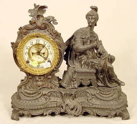 Ansonia Knight Metal Statue Clock