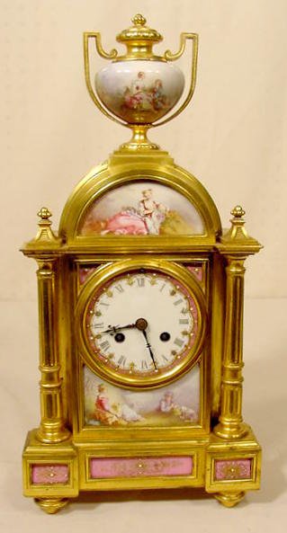 Raingo Dore Bronze & Porcelain Table Clock