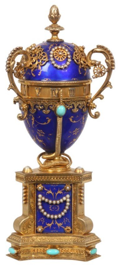 Enamel & Gilt Brass Annular Egg Clock