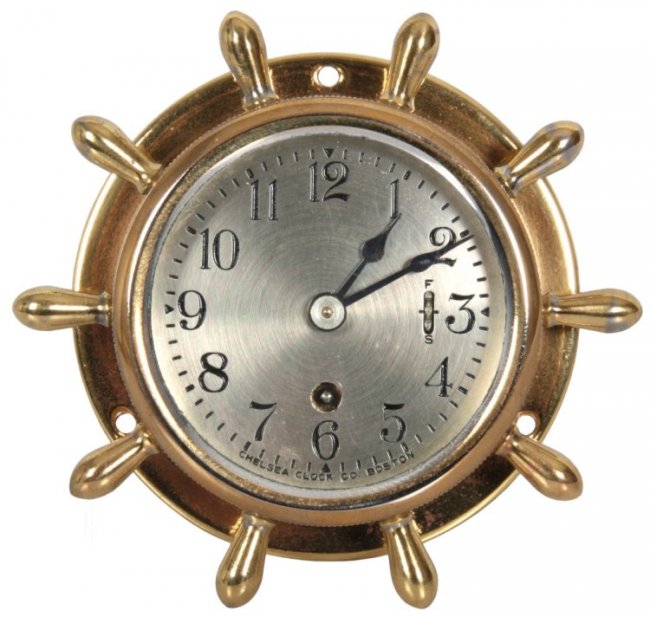 Chelsea Brass 2.5 in. Ships Wheel Clock