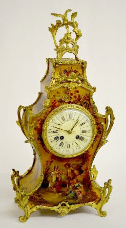 French Japy Frères Painted Wood Mantel Clock