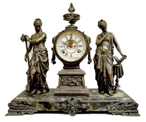 Ansonia Music & Poetry Statue Clock