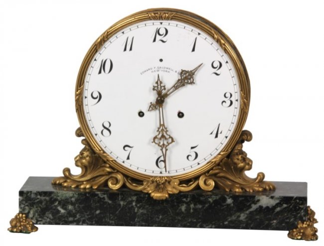 Caldwell Marble & Bronze Mantle Clock