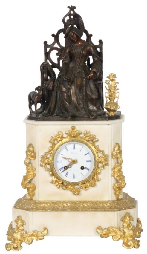 Marble & Bronze Mantle Clock