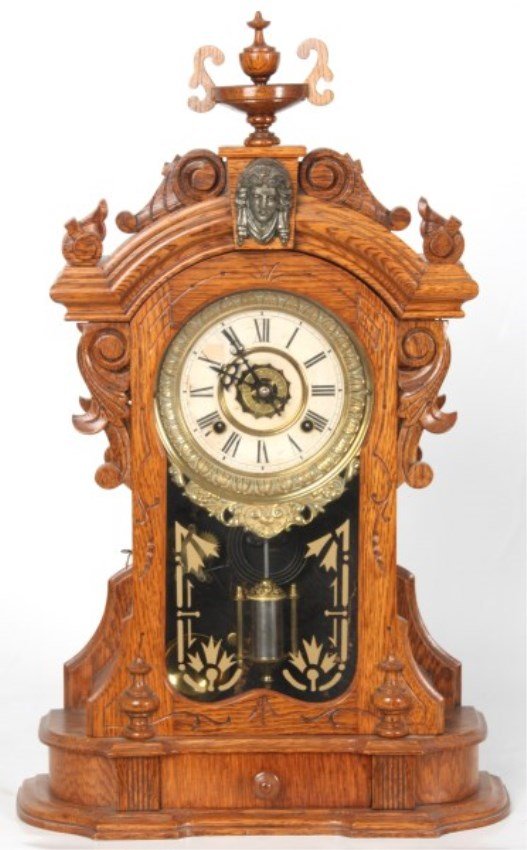 Ansonia Oak Mantle Clock  Monarch w/ Alarm