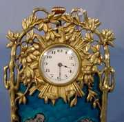 Art Nouveau Brass and Enamel Clock