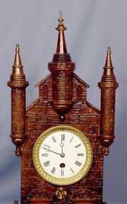 Pressed and Carved Wood Castle Clock