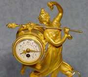 French Dore Bronze and Marble Statue Clock