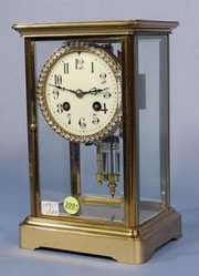 Crystal Brass and Beveled Glass Regulator Clock