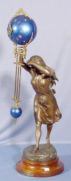French Figural Spelter Swing Clock