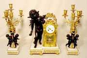3 Pc. Japy Freres & CIE Clock and Candelabras