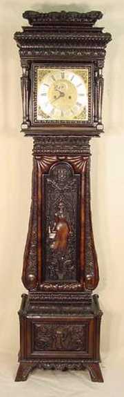 Gillett & Johnson Carved Mahogany Case Clock