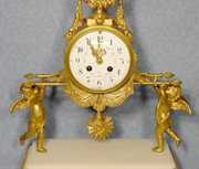 Louis XVI French Dore Bronze and Marble Clock