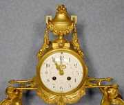 Louis XVI French Dore Bronze and Marble Clock