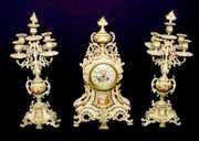 Japy Freres & Co Bronze Clock and Candelabras