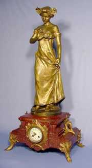 French Art Nouveau Meditation Statue Clock