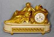 Early French Dore Bronze and Marble Figural Clock
