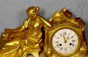 Early French Dore Bronze and Marble Figural Clock