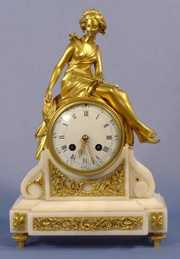 Dore Bronze & Marble French Lady Satue Clock