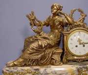 Large French Marble and Spelter Sapo Clock