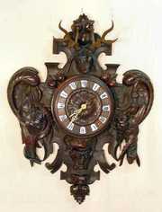 Black Forest Carved Game Hanging Clock