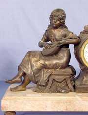 3 Pc. French Spelter and Marble Clock Set