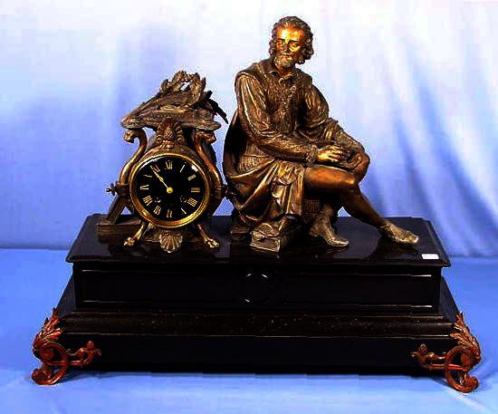 Large French Slate and Spelter Clock