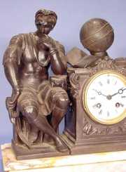 Japy Freres & Co. Spelter Clock on Marble Base