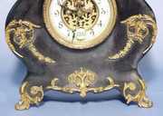 Waterbury Black Enameled Metal Mantle Clock