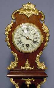 French Miniature Dore Ornamented Wood Tall Clock