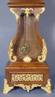 French Miniature Dore Ornamented Wood Tall Clock