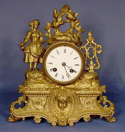 French Japy Freres Spelter Figural Clock