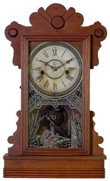 Waterbury Walnut Victorian Kitchen Clock w/Cranes O