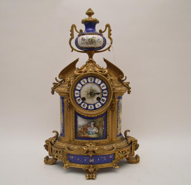 French Bronze & ÂSevresÂ Porcelain Clock by Leroy &