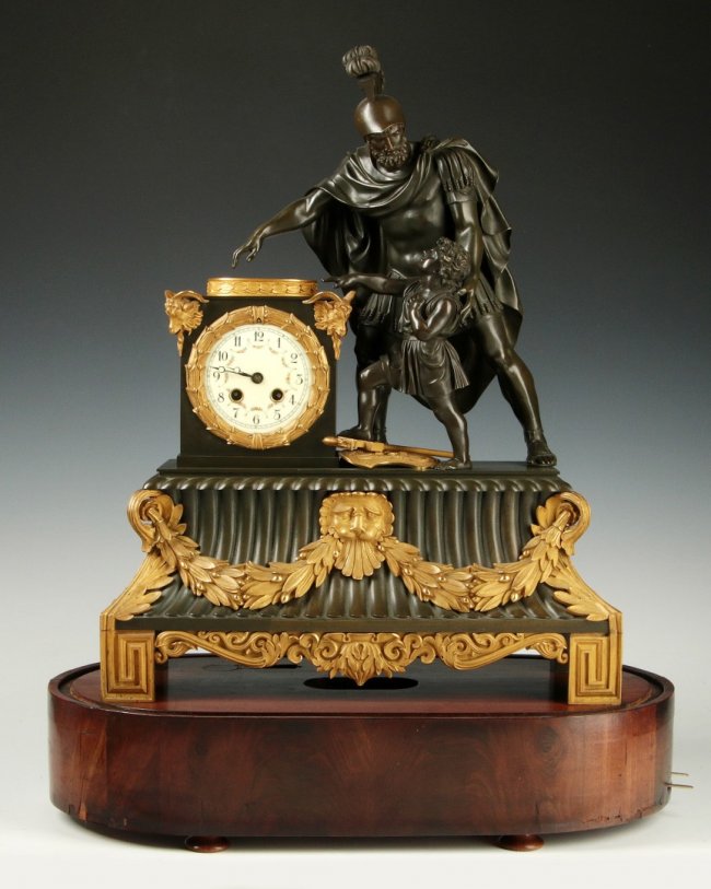 A VERY FINE EARLY 19C FRENCH BRONZE CLOCK W/MUSIC