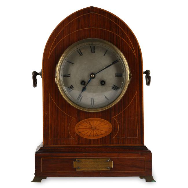 Fine Samuel Marti Inlaid Presention Clock
