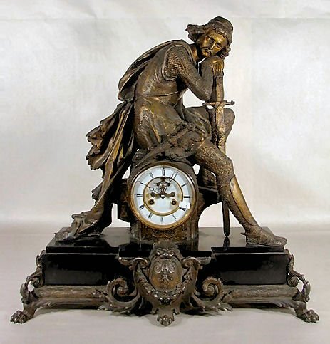Slate & Spelter French Statue Clock