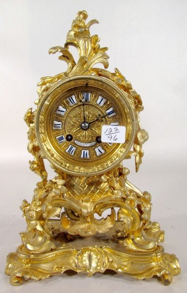 French Dore Metal Clock, Raingo Freres