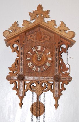 German Carved & Inlaid Cuckoo Clock
