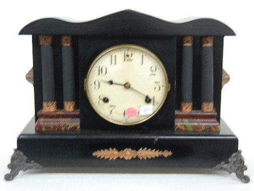 Waterbury 4-Column Black Mantle Clock
