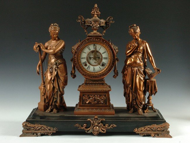 ANSONIA ‘MUSIC AND POETRY’ DOUBLE STATUE CLOCK