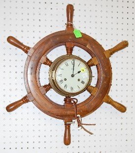 Schatz Ships Wheel Clock on Ships Wheel