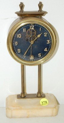 British Visible Escapement Marble Base Clock