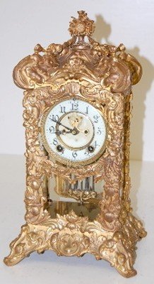 Ornate Ansonia “Floral” Crystal Regulator Clock