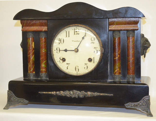 Antique Waterbury Black Enameled Mantel Clock