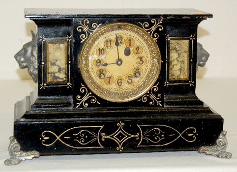 New Haven “Washington” Enameled Iron Case Clock