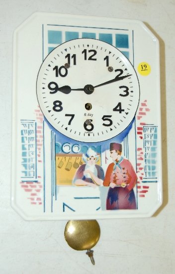 German Porcelain Dutch Scene Wall Clock