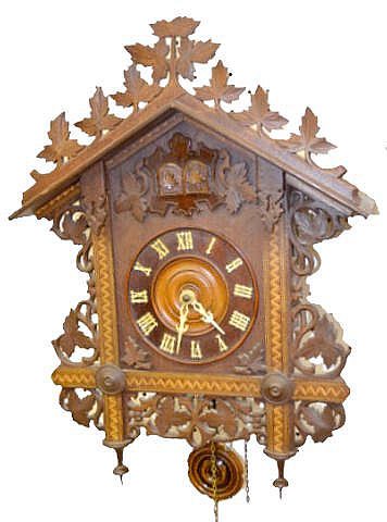 Antique German 3 Weight Cuckoo & Quail Clock